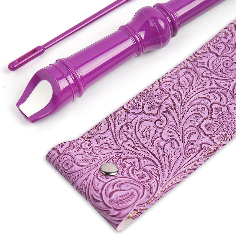 Jasenna Recorder Instrument for Beginner Adults,8-Hole Soprano Descant Recorder Music Flute with with Cleaning Rod & Leather Case For Home Entertainment(3-Carved Purple) - Image 5