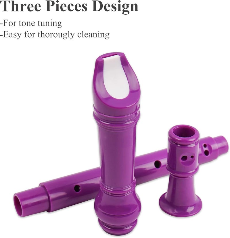 Jasenna Recorder Instrument for Beginner Adults,8-Hole Soprano Descant Recorder Music Flute with with Cleaning Rod & Leather Case For Home Entertainment(3-Carved Purple) - Image 3