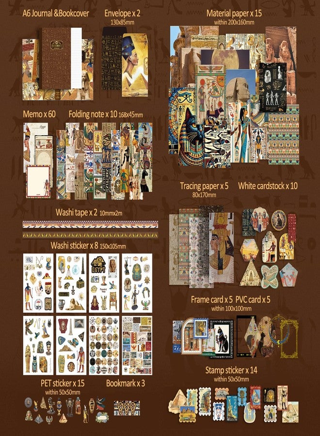 emmoolife Scrapbooking Supplies Kit, Egyptian Vintage Aesthetic Scrapbook Kit for Bullet Junk Journal, Ancient Egypt DIY Journaling Supplies with Hieroglyph, Pharaoh, Pyramid, Unique Gift for Teens & Women - Image 2