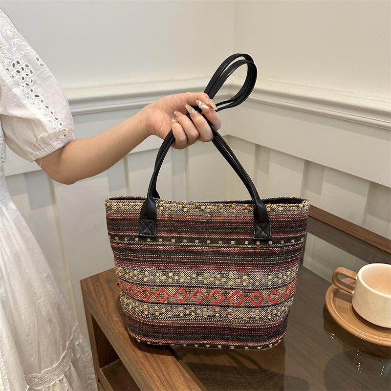 Bag Women'S High-End Shoulder Canvas Bag Fashion Shopping Handbag Korean-Style Large Capacity Mummy'S Commute Bag Tote - Image 3