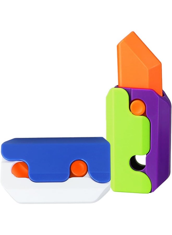 ECVV 2PCS 3D Printed Fidget Knife Toys 3D Gravity Plastic Carrot Knife Toy Portable EDC Anxiety Stress Relief Turnip Toys Gift for Kids & Adults - Image 1