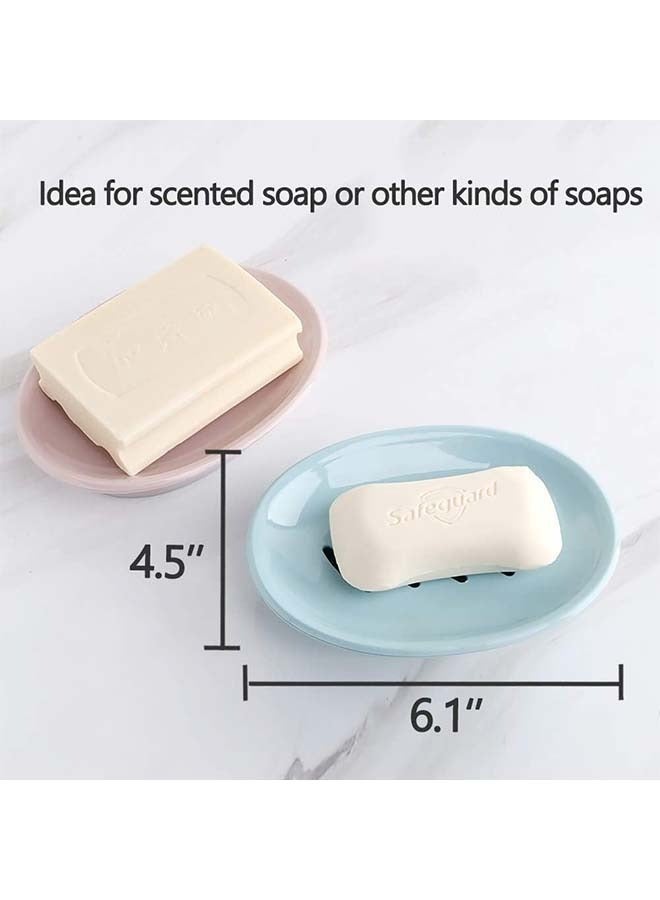 Double Layer Soap Dish holder, Ellipsoid Plastic Soap Case with Drain, for Shower Bathroom Kitchen(Blue)  - Image 2