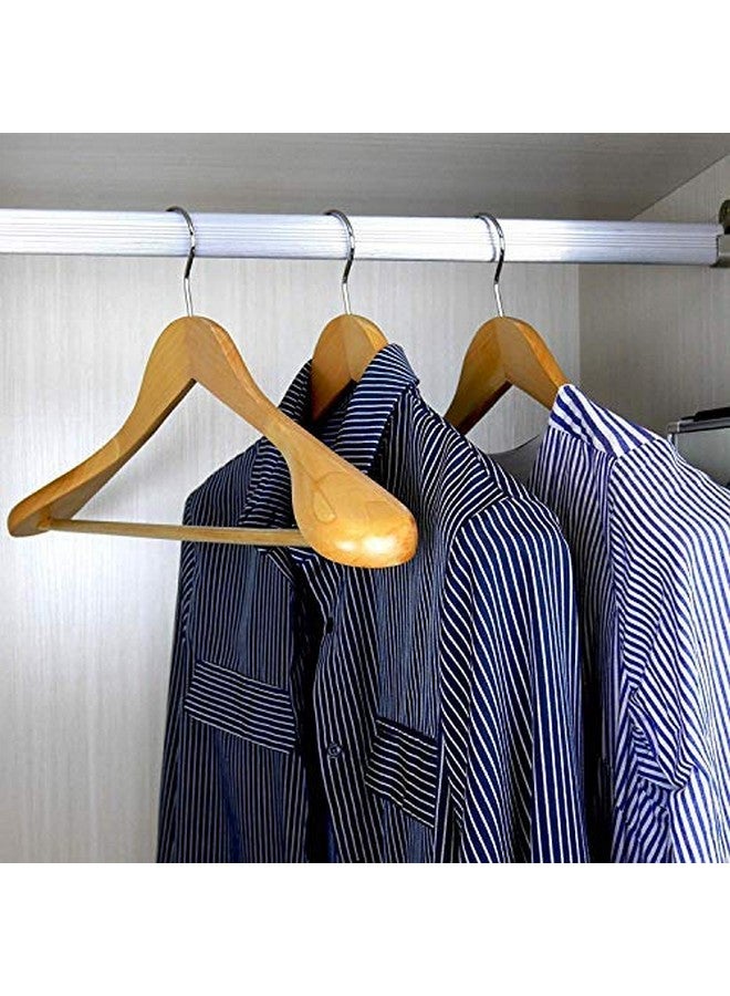 ginoya brothers Wide Shoulder Wooden Hangers, Suit Hangers With Non Slip Pants Bar, Smooth Finish 360° Swivel Hook Solid Wood Coat Hangers For Dress, Jacket, Heavy Clothes Hanger. (12 Count) - Image 3