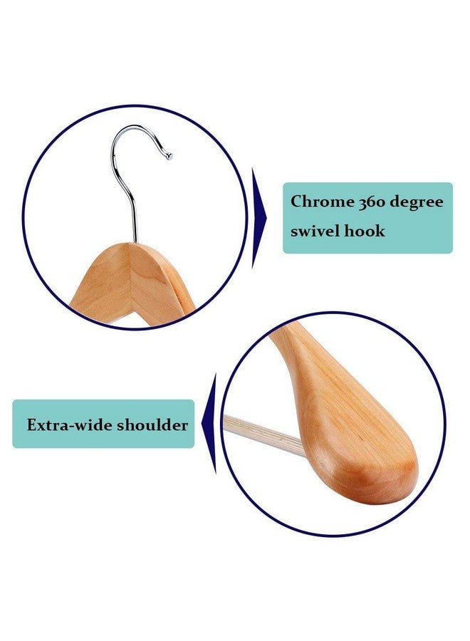 ginoya brothers Wide Shoulder Wooden Hangers, Suit Hangers With Non Slip Pants Bar, Smooth Finish 360° Swivel Hook Solid Wood Coat Hangers For Dress, Jacket, Heavy Clothes Hanger. (12 Count) - Image 5