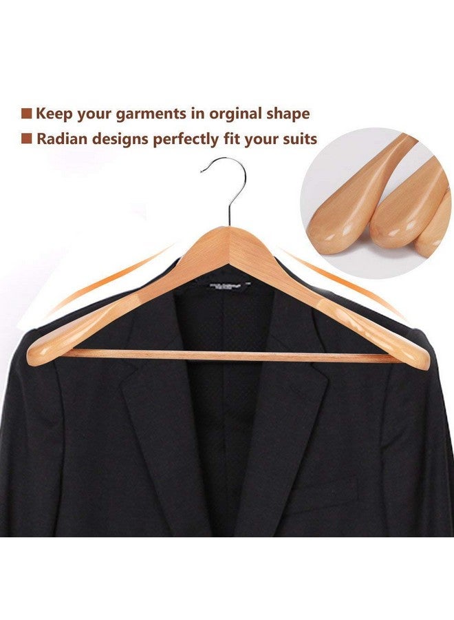 ginoya brothers Wide Shoulder Wooden Hangers, Suit Hangers With Non Slip Pants Bar, Smooth Finish 360° Swivel Hook Solid Wood Coat Hangers For Dress, Jacket, Heavy Clothes Hanger. (12 Count) - Image 4