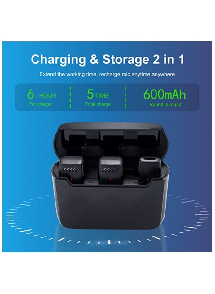 Beauenty Professional Wireless Lavalier Microphone 2.4GHz Transmission Comes With Charging Box Automatic Noise Cancellation Plug-Play Clip On Lapel Mic for Iphone IPad Very Suitable For Recording Audio Recor - Image 2