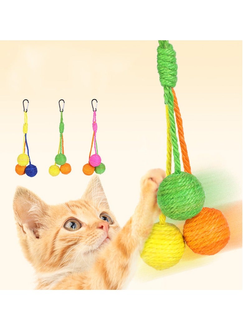 عربست القط الصيد الكرة ، السيزال الصيد الكرة ، الكرة الدوارة التفاعلية القط الصيد لعبة ، لعبة القط المحمولة حوض السيزال حبل الكرة ، تنطبق على القطط والكلاب والقطط والحيوانات الأليفة - Image 1
