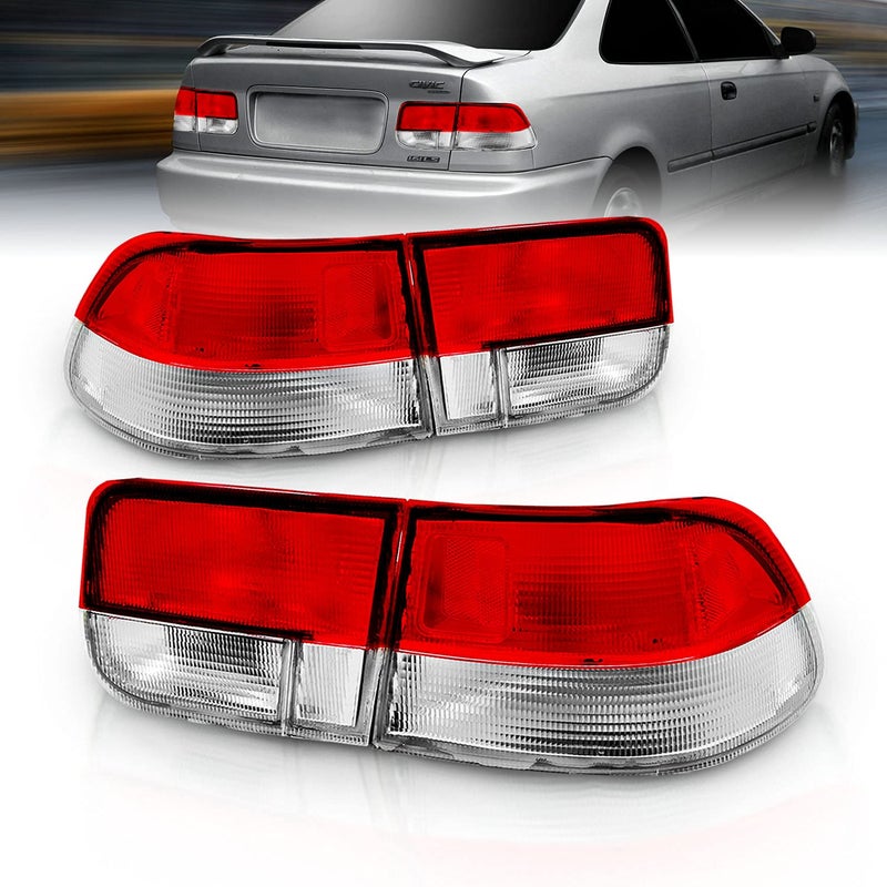 AmeriLite For 19962000 Honda Civic Coupe OE Style Red Replacement Brake Tail Lights 4 pcs Set Passenger and Driver Side