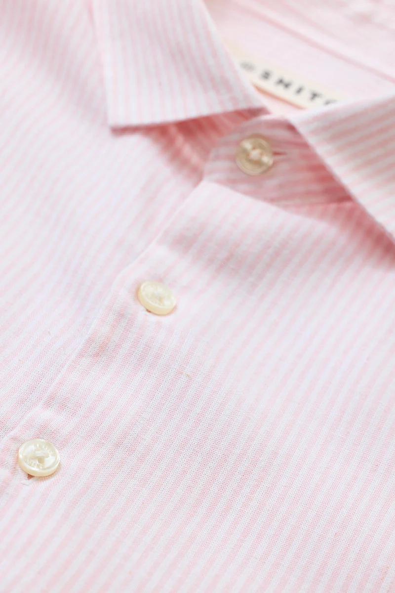 SNITCH Pink Striped Half Sleeve Oversized Shirt