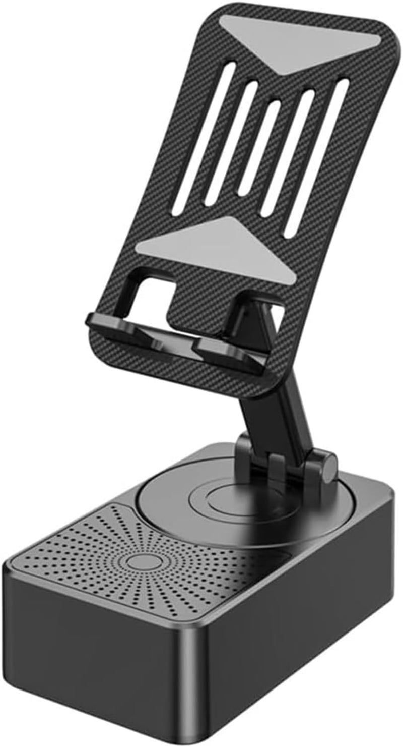 Foloose Cell Phone Stand Three-In-One BT Speaker Phone Stand &Charger Foldable & Rotatable 5000mAh Portable Speakers Phone Charger Stand for Desk - Image 1