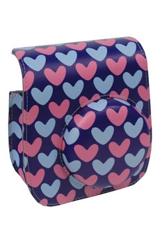 O Ozone Case for Fujifilm Instax Mini 11/12 Case PU Leather Instant Camera Cover with Adjustable Strap [ Designed Cover for Fujifilm Instax Mini 11/12 Instant Camera Bag ] -Pink& Blue Hearts 