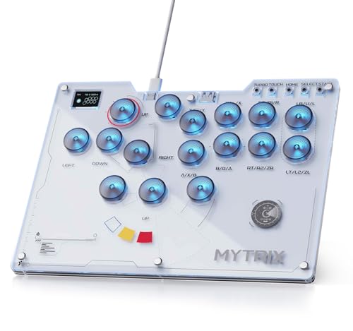 Mytrix Arcade Stick for Haute42 16Keys All-Button Leverless Controller for PC/PS4/PS3/Switch/Steam, Turbo Functions, RGB Light, Supports Hot Swap, SOCD, Removable Plate - Interstellar Design - Image 1