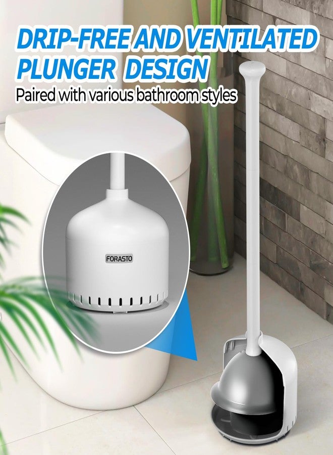 FORASTO Toilet Plunger with Holder,Plungers for Bathroom with Holder,Heavy Duty Plunger with Cover,Bathroom Decor，Bathroom Accessories，Toilet Bowl Cleaners,Pearl White - Image 5