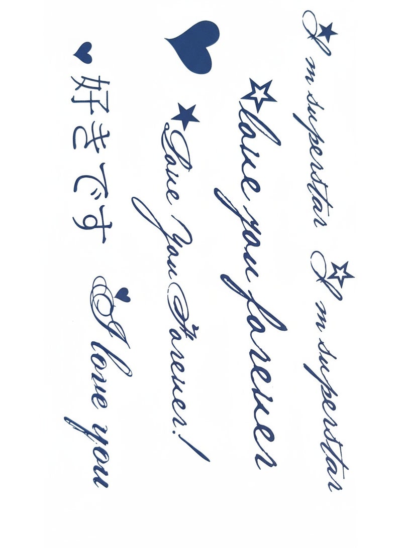 2 Week Tattoo Semi Permanent Tattoos Connected English Script Design Sticker, Large Sheet Lasting 2 Weeks Tattoo for Women Girls and Men Realistic Temporary Tattoo Stickers - Image 2