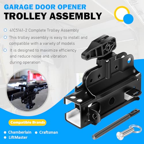 Camoo 41C5141-1 & 41C5141-2 Garage Door Opener Trolley Assembly, Compatible with Chamberlain, Craftsman & LiftMaster Square Rail Chain Drive Garage Door openers - Image 2
