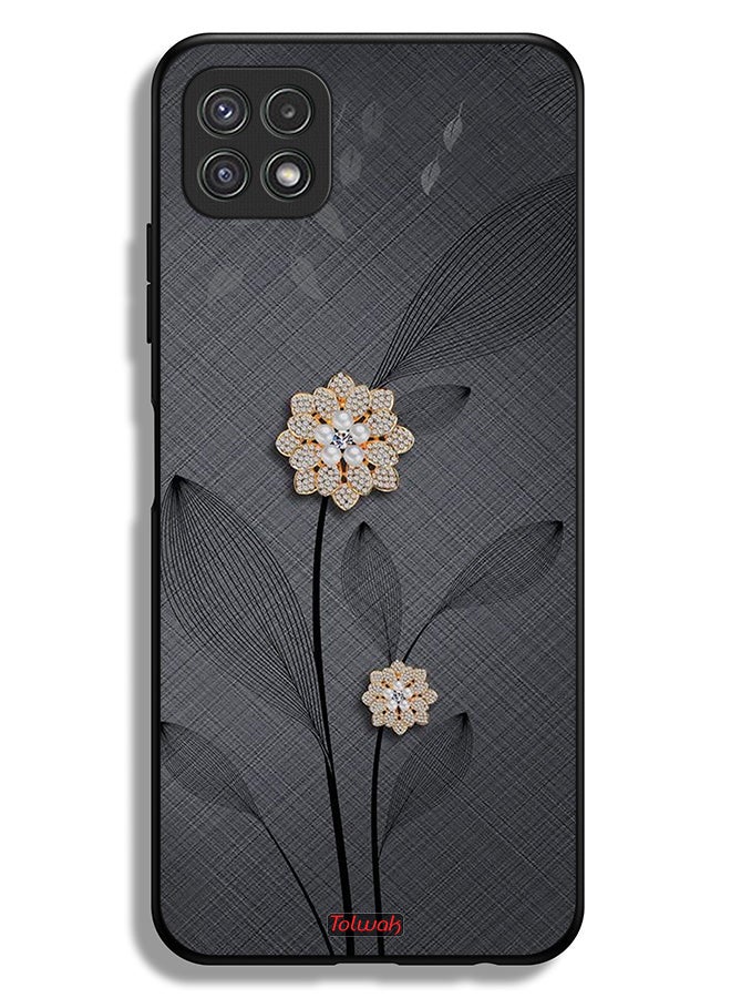 Tolwak Samsung Galaxy A22 5G Protective Case Cover Diamond Flowers Art - Image 1