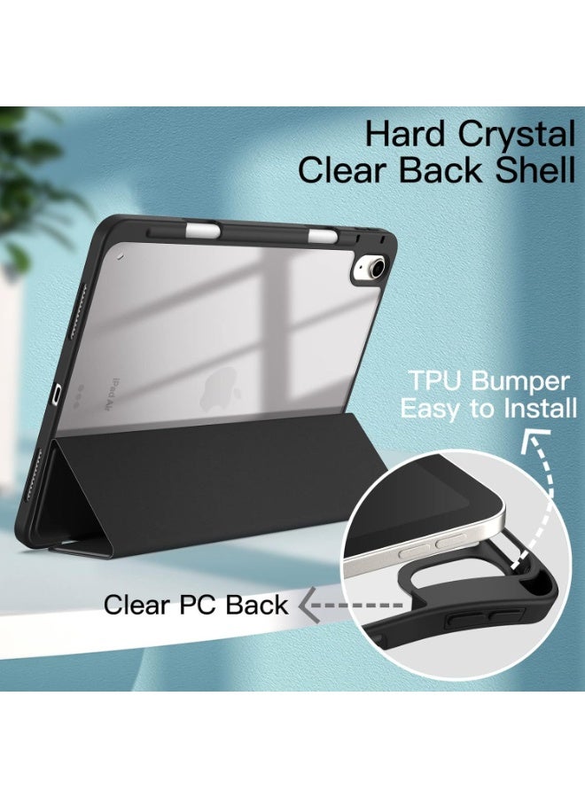 تيجو غطاء لجهاز iPad Air مقاس 11 بوصة طرازات M4/M3/M2 (2026/2025/2024)، وجهاز iPad Air 5/4 (2022/2020، الجيل الخامس/الرابع) مزود بحامل قلم Pencil، غطاء شفاف للظهر مع حامل رفيع مقاوم للصدمات، مزود بخاصية التنبيه/السكون التلقائي، لون أسود - Image 3