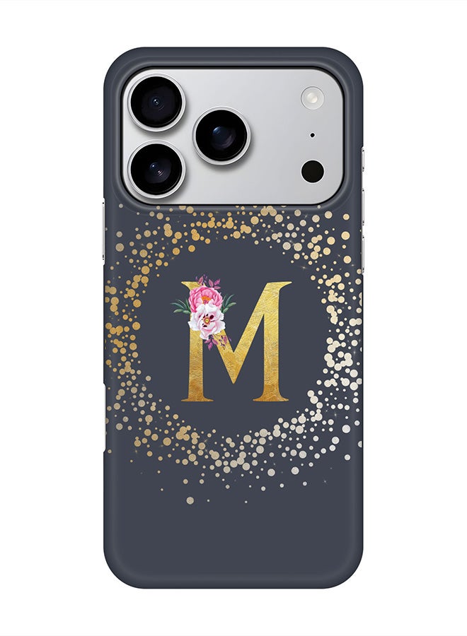 Stylizedd For iPhone 17 Pro,Case, [Compatible with MagSafe] Magnetic cover Slim fit Protection Matte, - Custom Monogram Floral - M  (Grey )