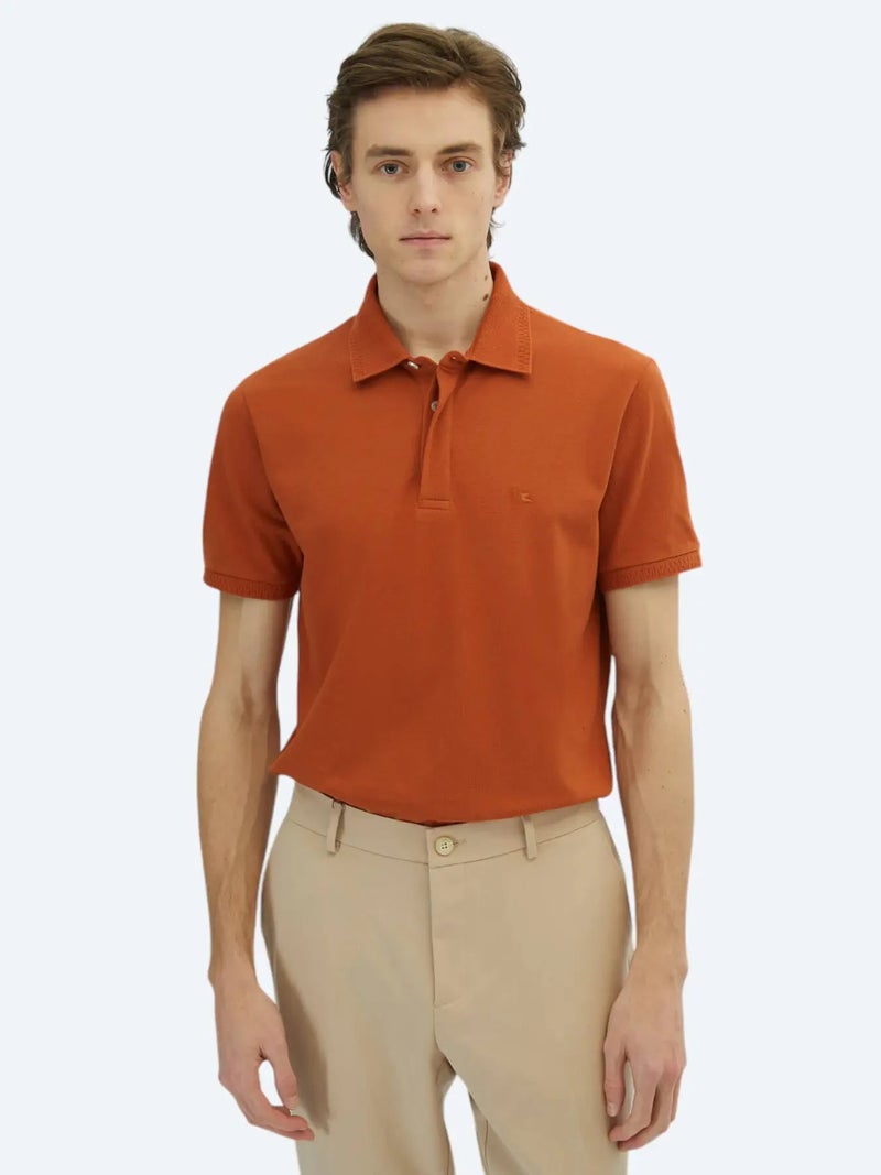 Kip Tile Red Plain Polo Neck 100% Cotton T-Shirt - Image 1