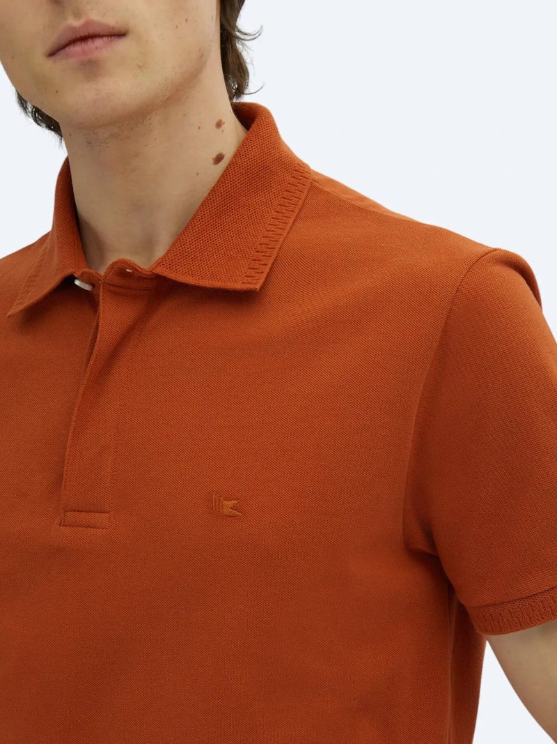 Kip Tile Red Plain Polo Neck 100% Cotton T-Shirt - Image 5