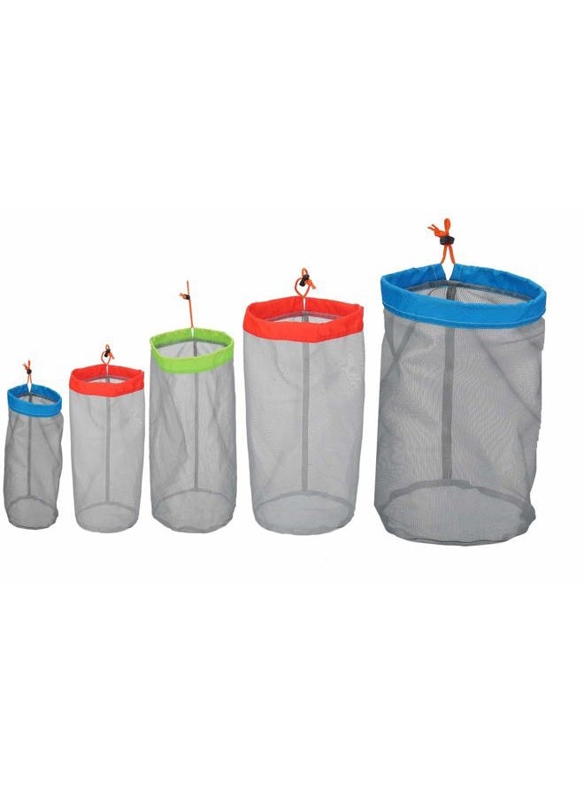 Alemon Small to XXLarge Ultralight Nylon Mesh Bags Sleeping Bag Ditty Sacks Drawstring Storage Bag for Travelling Hiking, Set of 5 - Image 1