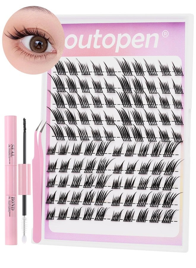 outopen Manga Lash Clusters Fox Eye Lashes DIY Lash Extension Kit Left & Right C Curl Lash Clusters Natural Wispy Fairy Lash Clusters Kit with Lash Bond and Seal Tweezers - Image 1