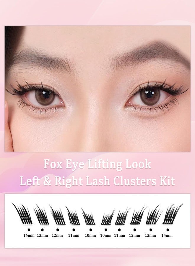 outopen Manga Lash Clusters Fox Eye Lashes DIY Lash Extension Kit Left & Right C Curl Lash Clusters Natural Wispy Fairy Lash Clusters Kit with Lash Bond and Seal Tweezers - Image 2
