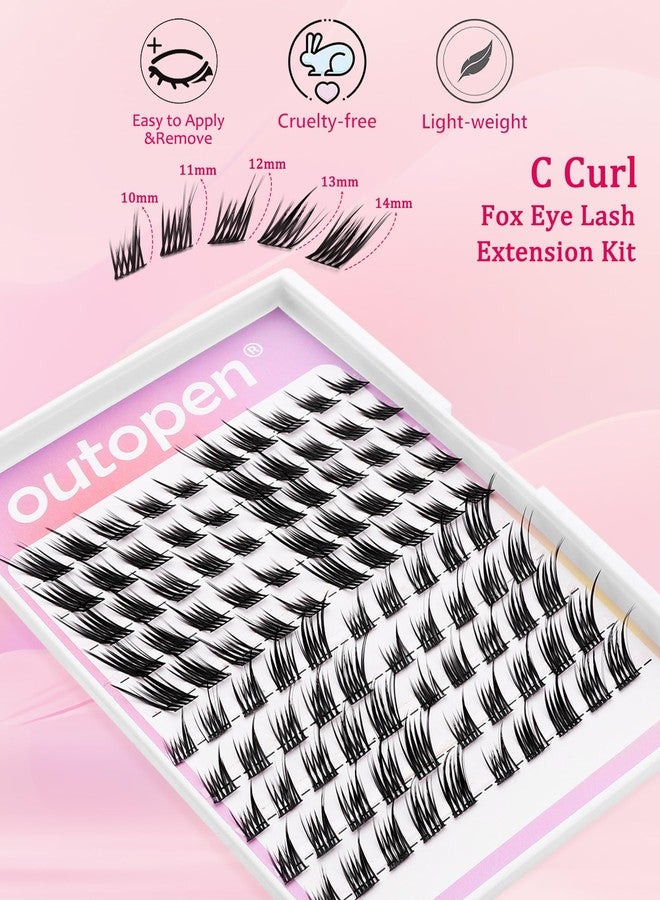 outopen Manga Lash Clusters Fox Eye Lashes DIY Lash Extension Kit Left & Right C Curl Lash Clusters Natural Wispy Fairy Lash Clusters Kit with Lash Bond and Seal Tweezers - Image 3