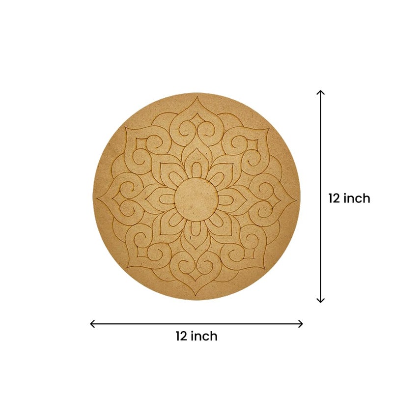 CRAFLEE Decorative Wooden Mandala Wall Art, Round, MDF Craft Board, Natural Brown - Image 2