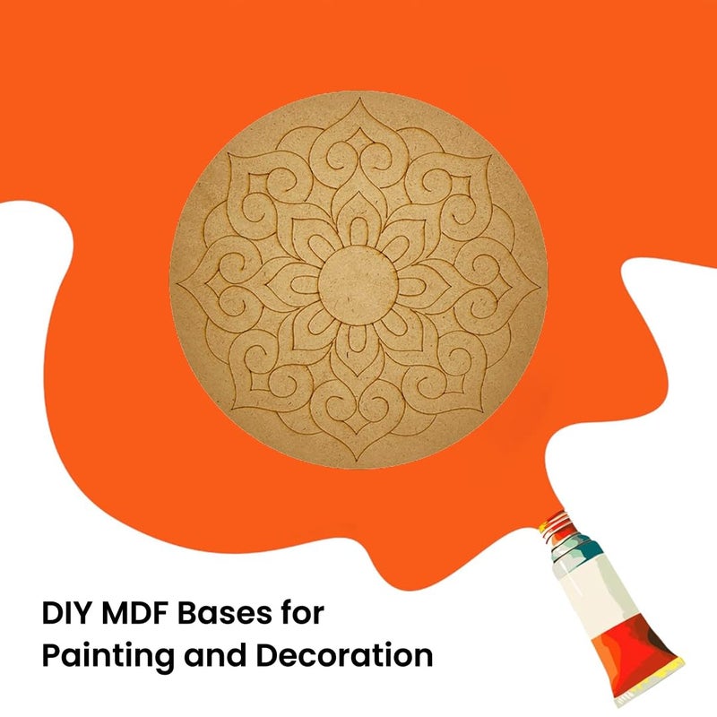 CRAFLEE Decorative Wooden Mandala Wall Art, Round, MDF Craft Board, Natural Brown - Image 4