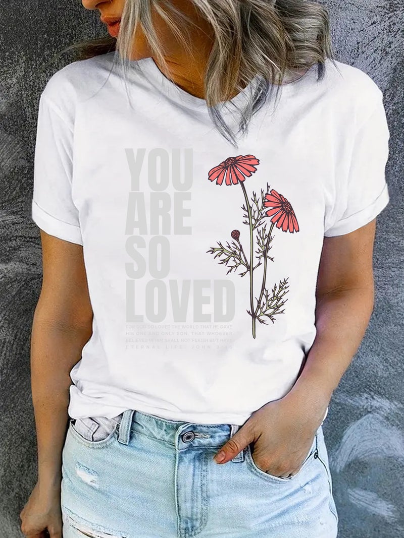 Summer Women'S Clothing Pattern Printing Round Neck Short Sleeve T-Shirt Casual Fashion Explosion T-Shirt - Image 3