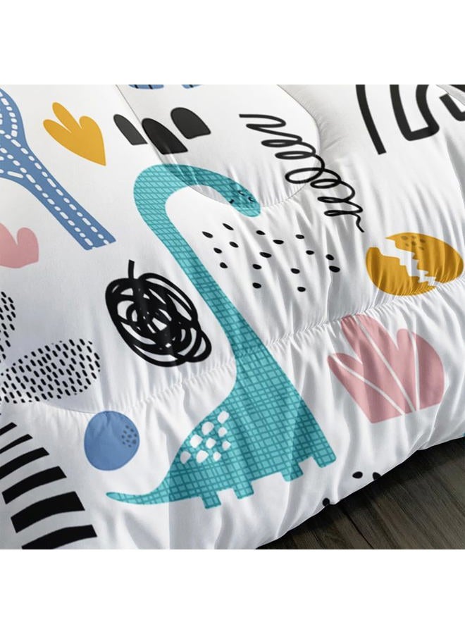 XYNHML Cartoon Dinosaur Rainbow Comforter Set Twin 3Pc Kawaii Dinosaur Bedding Set All Season with Cactus, Coconut Tree Decoration Includes 1 Comforter, 2 Pillowcases for Kids Girls Teens - Image 5