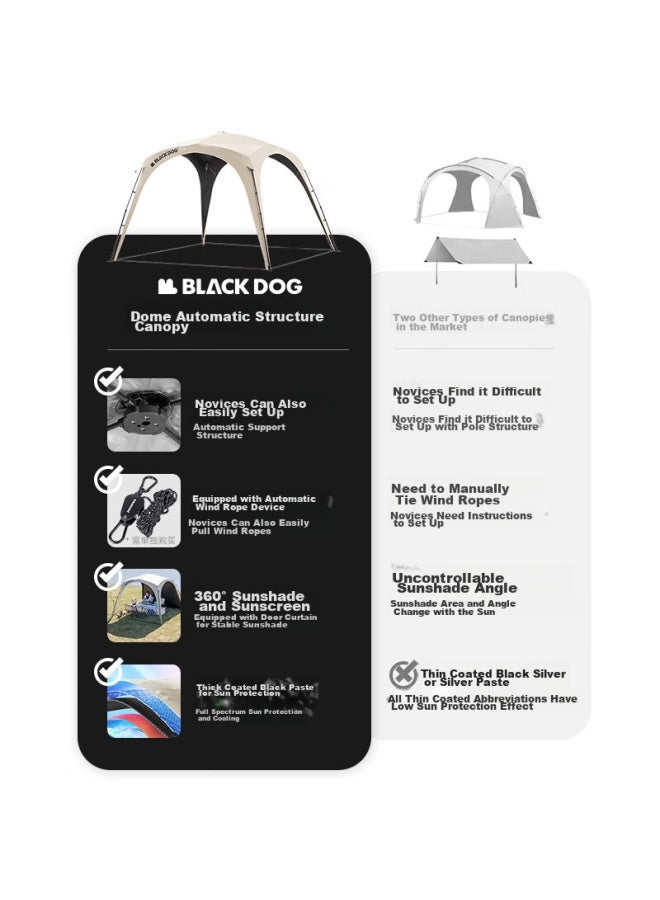 Black Dog خيمة شمسية ذاتية الإعداد من بلاك دوغ، مظلة سريعة الفتح للتخييم في الهواء الطلق، غطاء أسود، ستارة باب - Image 3