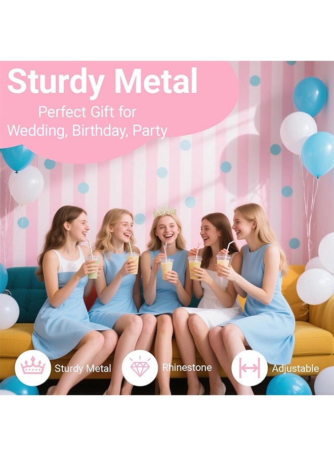 HY Gold Tiara for Women, Princess Crown - Royal Baroque Medieval Renaissance Crystal Headband for Queen Bridal Flower Girl Wedding Birthday Costumes Party - Image 3