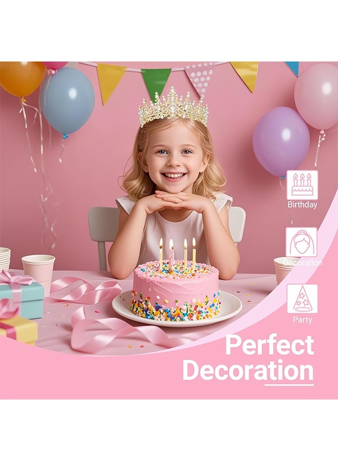 HY Gold Tiara for Women, Princess Crown - Royal Baroque Medieval Renaissance Crystal Headband for Queen Bridal Flower Girl Wedding Birthday Costumes Party - Image 4