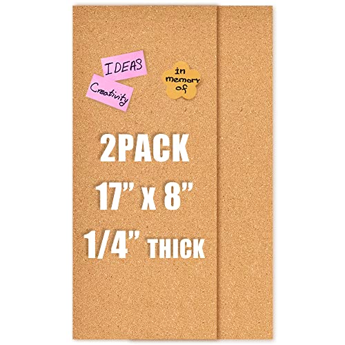 Aitakatta 17x8 Cork Board Tiles Bulletin Board, 1/4" Thick Self-Adhesive Cork Boards for Walls, Cork Tiles Vision Board for Home, Office, School, Bulletin Board Decorations(6mm,2pc) - Image 1
