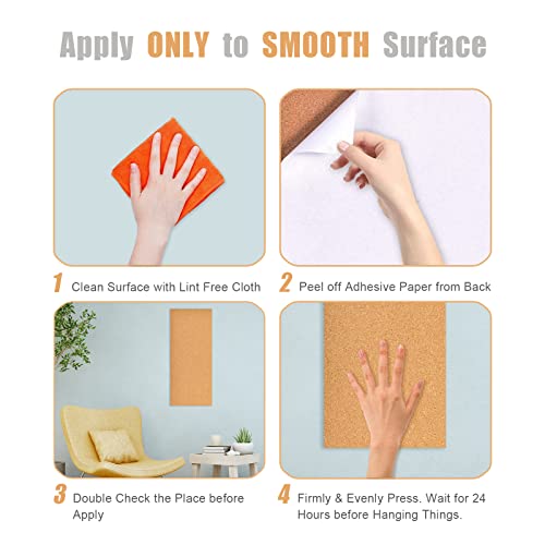 Aitakatta 17x8 Cork Board Tiles Bulletin Board, 1/4" Thick Self-Adhesive Cork Boards for Walls, Cork Tiles Vision Board for Home, Office, School, Bulletin Board Decorations(6mm,2pc) - Image 3
