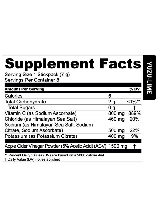 إسينشال إيليمينتس أكياس ترطيب العناصر الأساسية - عبوة يوزو لايم - أكياس مسحوق الإلكتروليتات الخالية من السكر - 25 عبوة من مسحوق الإلكتروليتات بدون سكر - مشروب ترطيب - مع خل التفاح وفيتامين سي - Image 4