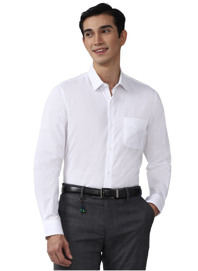 Peter England Peter England Men's Solid Regular Fit Shirt (PESFMNUB574547_White 42)  - Image 1