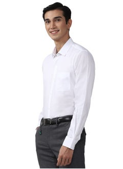 Peter England Peter England Men's Solid Regular Fit Shirt (PESFMNUB574547_White 42)  - Image 2