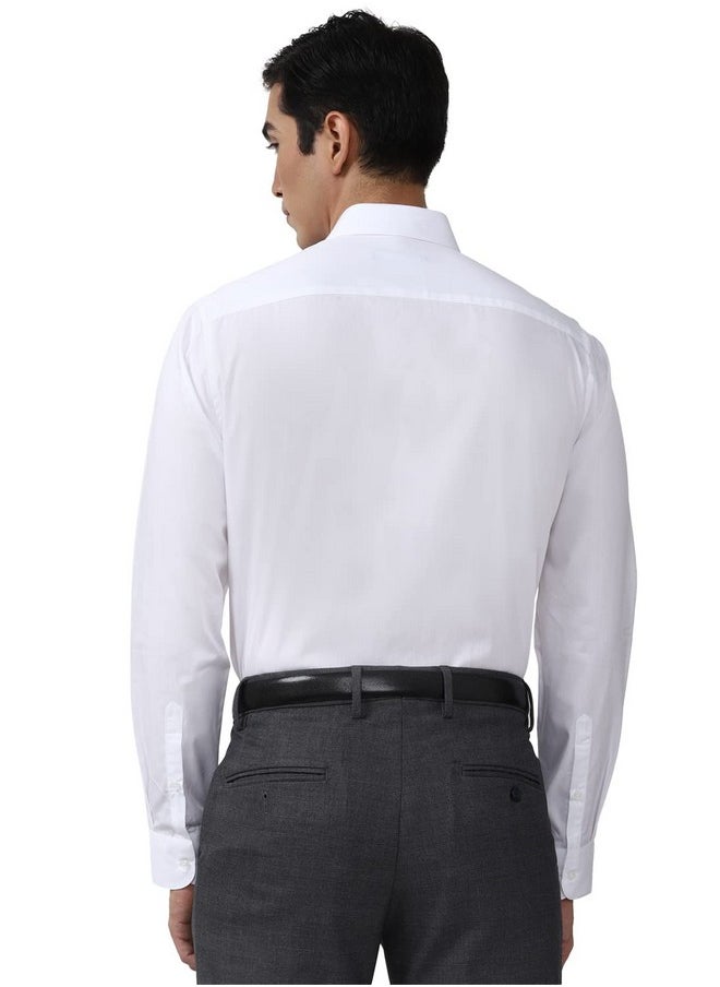Peter England Peter England Men's Solid Regular Fit Shirt (PESFMNUB574547_White 42)  - Image 3