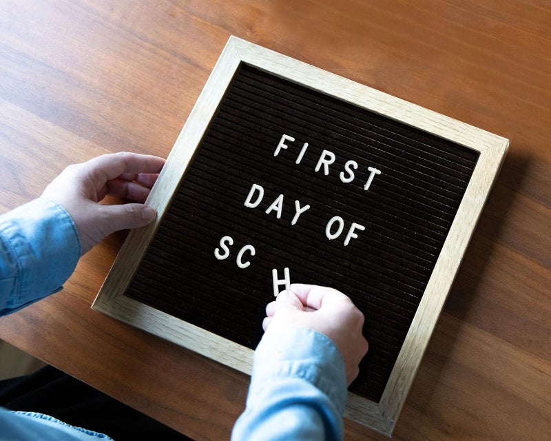 pearhead Natural Wood And Black Felt Classic Letter Board Set, Includes 294 White Letters, Modern Reusable Message Board, Gender Neutral Photo Prop, Nursery And Home Decor, 10" x 10" - Image 3