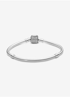 PANDORA Moments Silver Bracelet Signature Clasp, Size 18cm  - Image 4