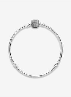 PANDORA Moments Silver Bracelet Signature Clasp, Size 18cm  - Image 5
