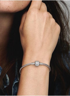 PANDORA Moments Silver Bracelet Signature Clasp, Size 18cm  - Image 3