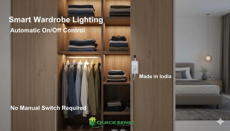 Quick Sense (Qs-WR02) Smart IR Sensor for Auto On/Off Cabinet & Wardrobe Lights | Infrared Motion Sensor for Automatic Door Opening & Closing | 5A Rated Load | White - Image 4