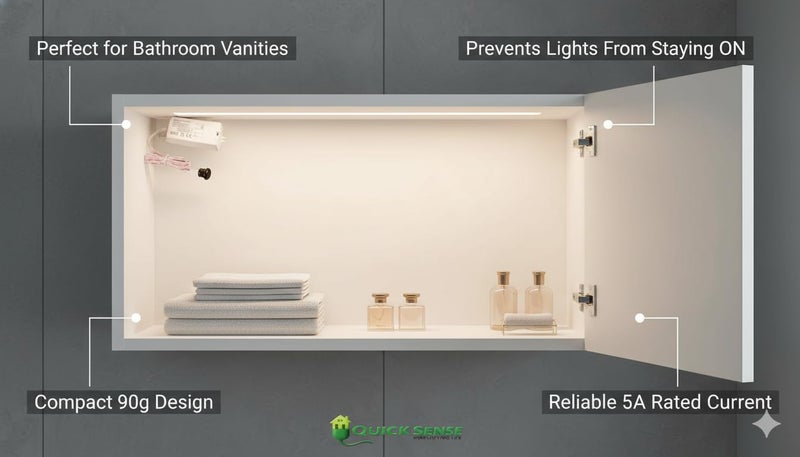 Quick Sense (Qs-WR02) Smart IR Sensor for Auto On/Off Cabinet & Wardrobe Lights | Infrared Motion Sensor for Automatic Door Opening & Closing | 5A Rated Load | White - Image 2