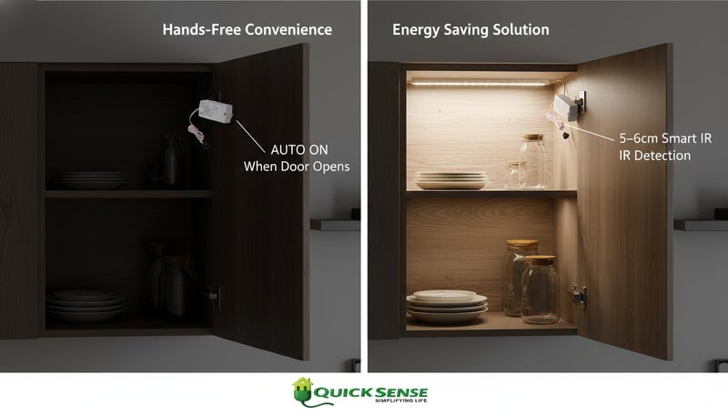 Quick Sense (Qs-WR02) Smart IR Sensor for Auto On/Off Cabinet & Wardrobe Lights | Infrared Motion Sensor for Automatic Door Opening & Closing | 5A Rated Load | White - Image 3