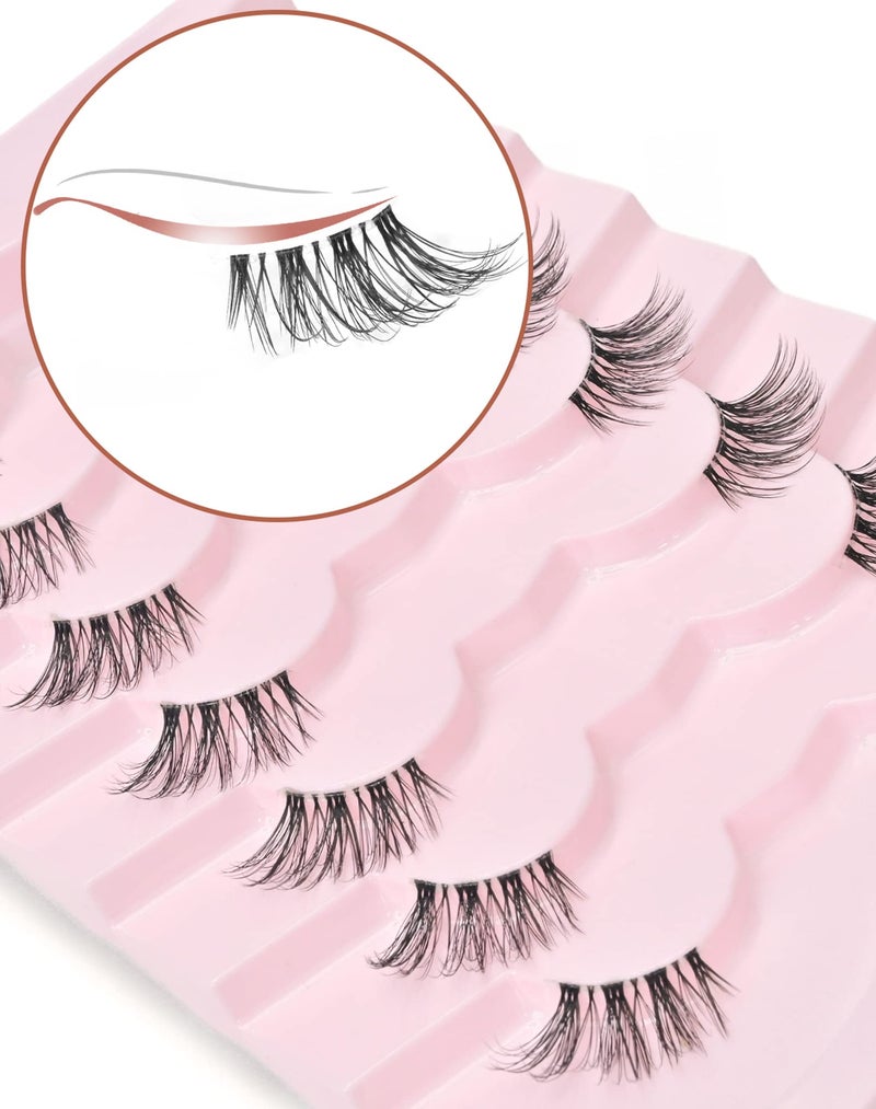 Onlyall Half Eyelashes Corner Lashes Natural Lashes Half Lashes Wispy End Lashes Corner Eyelashes 3/4 Lashes Clear Band Lashes 7 Pairs C03 (6MM-15MM) - Image 1
