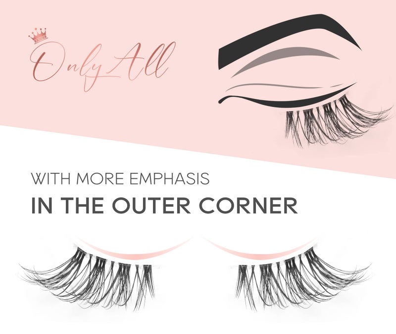 Onlyall Half Eyelashes Corner Lashes Natural Lashes Half Lashes Wispy End Lashes Corner Eyelashes 3/4 Lashes Clear Band Lashes 7 Pairs C03 (6MM-15MM) - Image 4